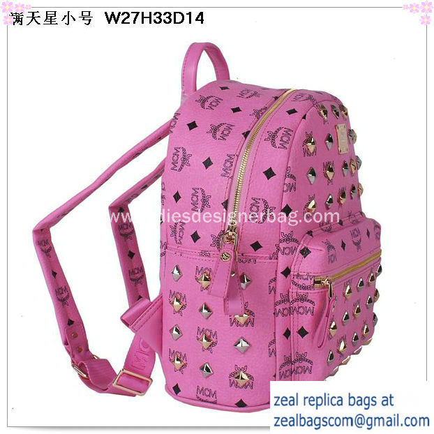 High Quality Replica MCM Stark Studded Small Backpack MC2089S Rosy - Click Image to Close